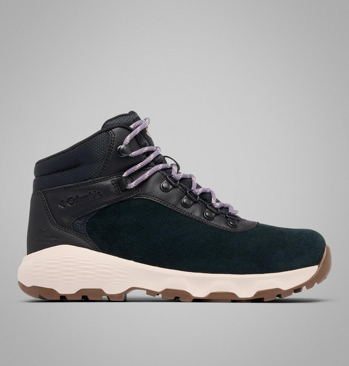 Columbia Newton Wander Waterproof Hiking Boots Women product view 1 — Black, Granite Purple