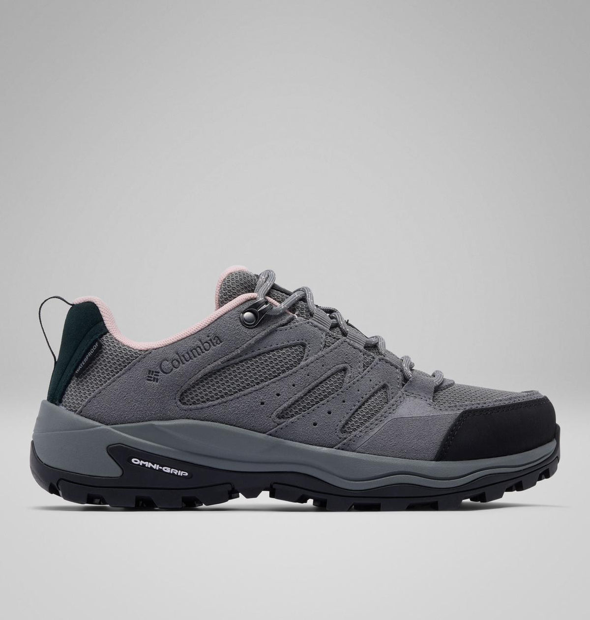 Columbia Redmond IV Waterproof Hiking Shoes Women product view 1 — Ti Grey Steel, Mineral Pink