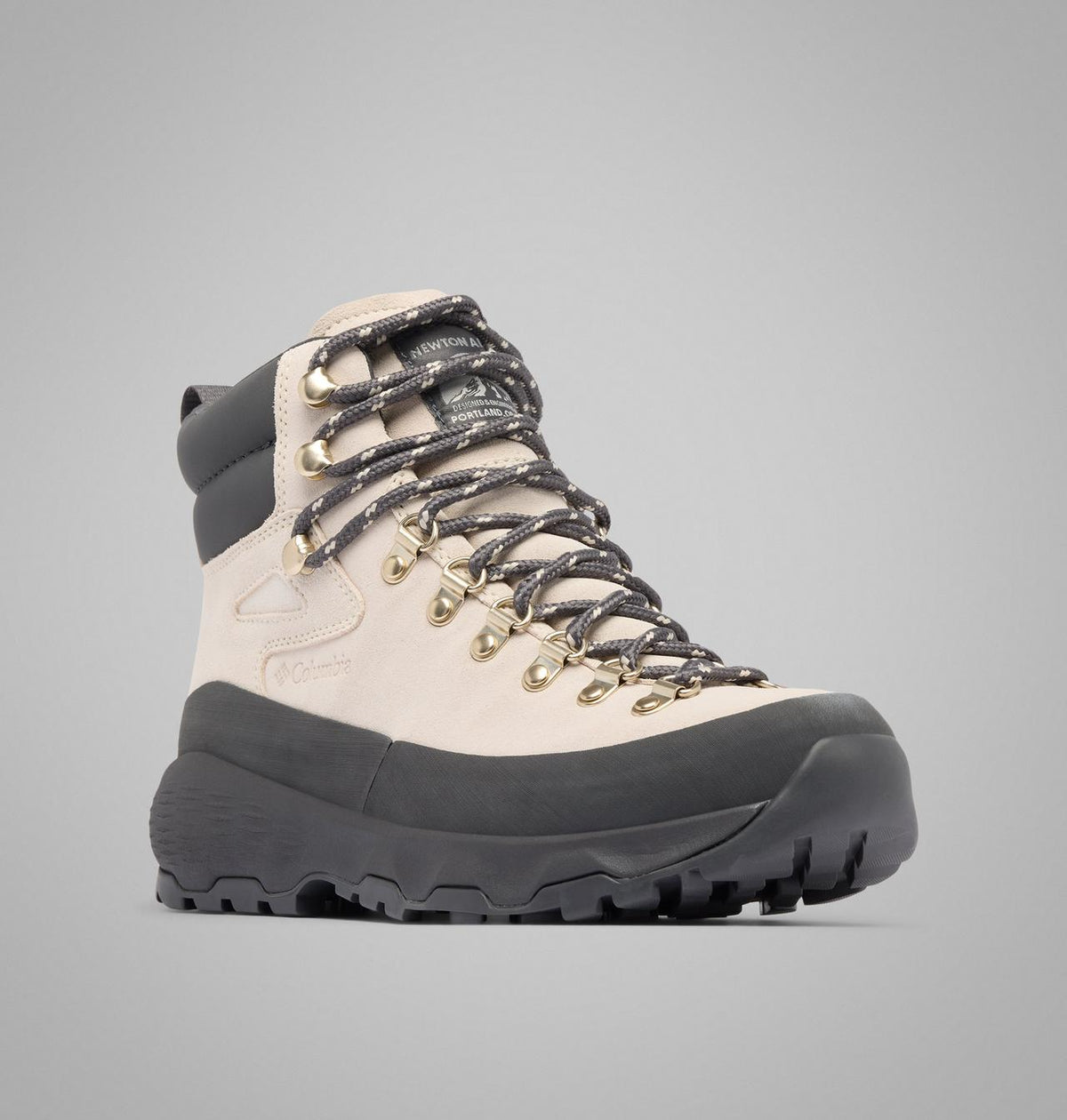 Columbia Newton Alpine PT Waterproof Boots Women product view 3 — Cloud Grey, Shark