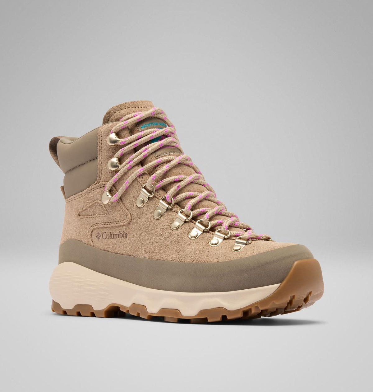 Columbia Newton Alpine PT Waterproof Boots Women product view 3 — Oxford Tan, Foxglove