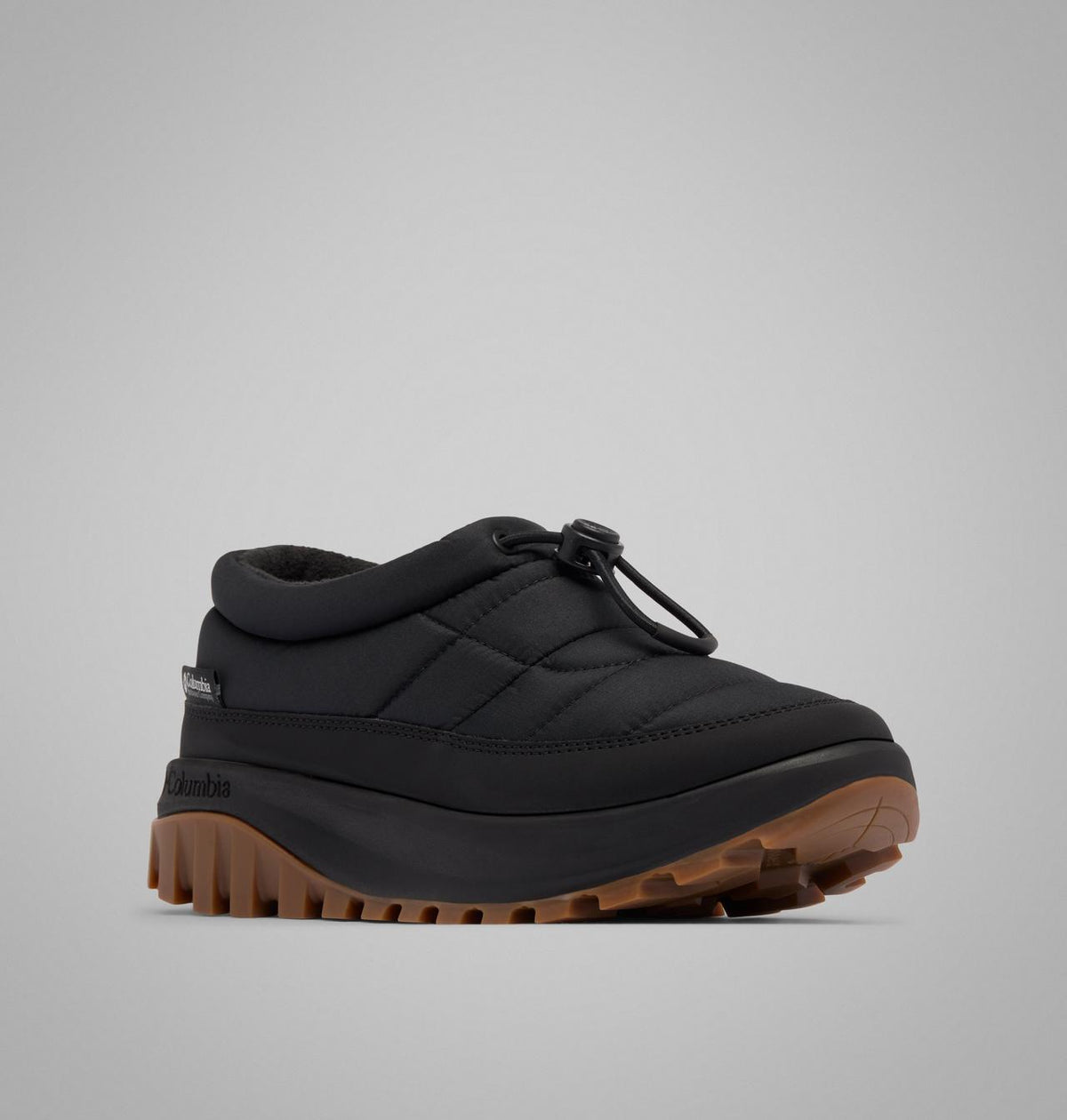 Columbia Snowtrot Unwind Puffy Mules Women product view 3 — Black, Sea Salt