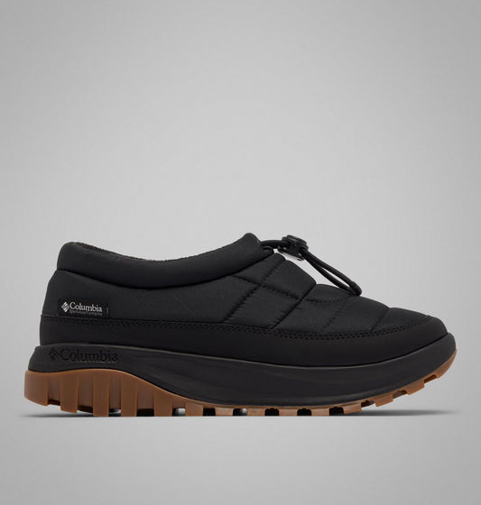 Columbia Snowtrot Unwind Puffy Mules Women product view 1 — Black, Sea Salt