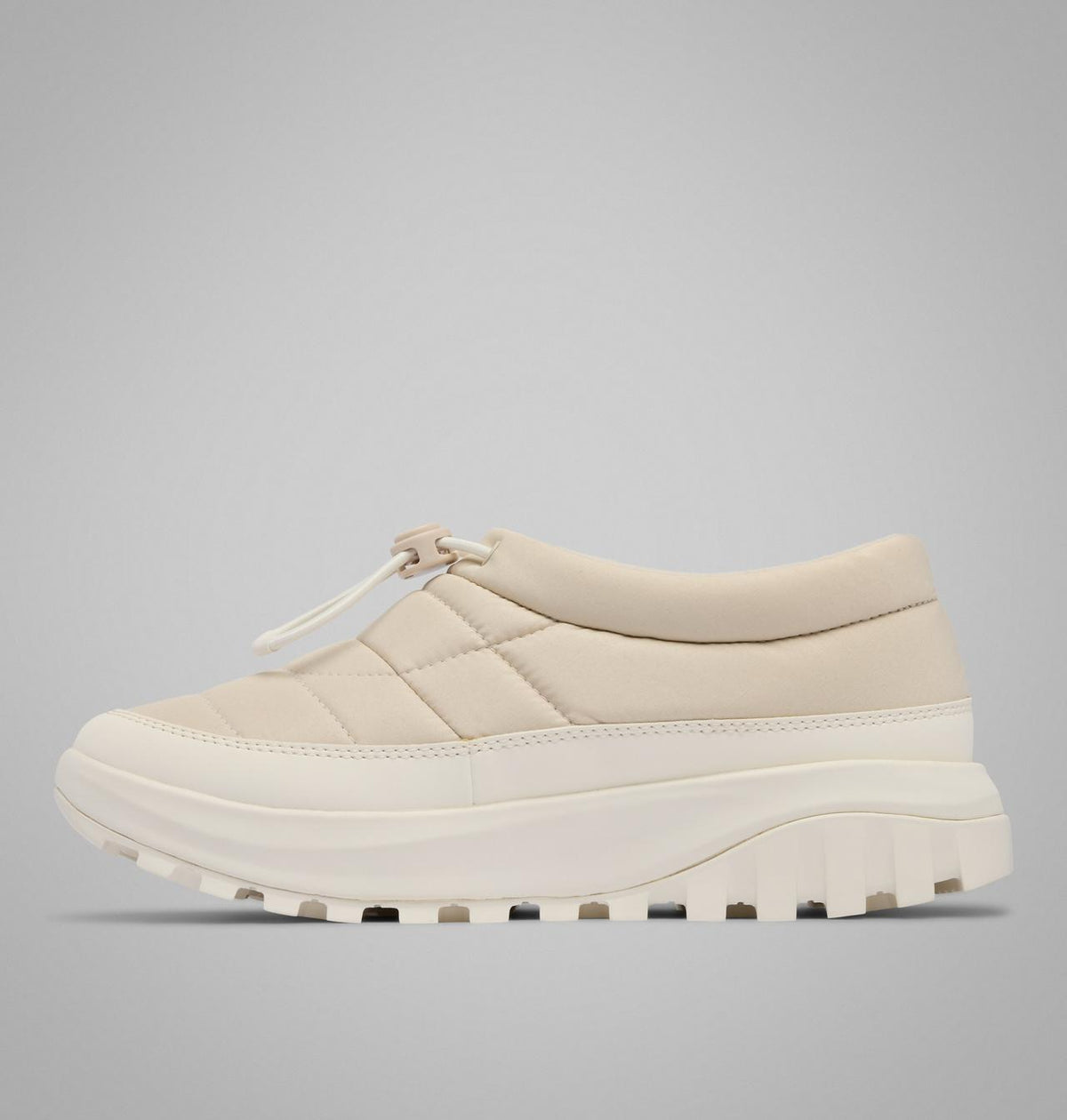 Columbia Snowtrot Unwind Puffy Mules Women product view 6 — Dark Stone, Sea Salt