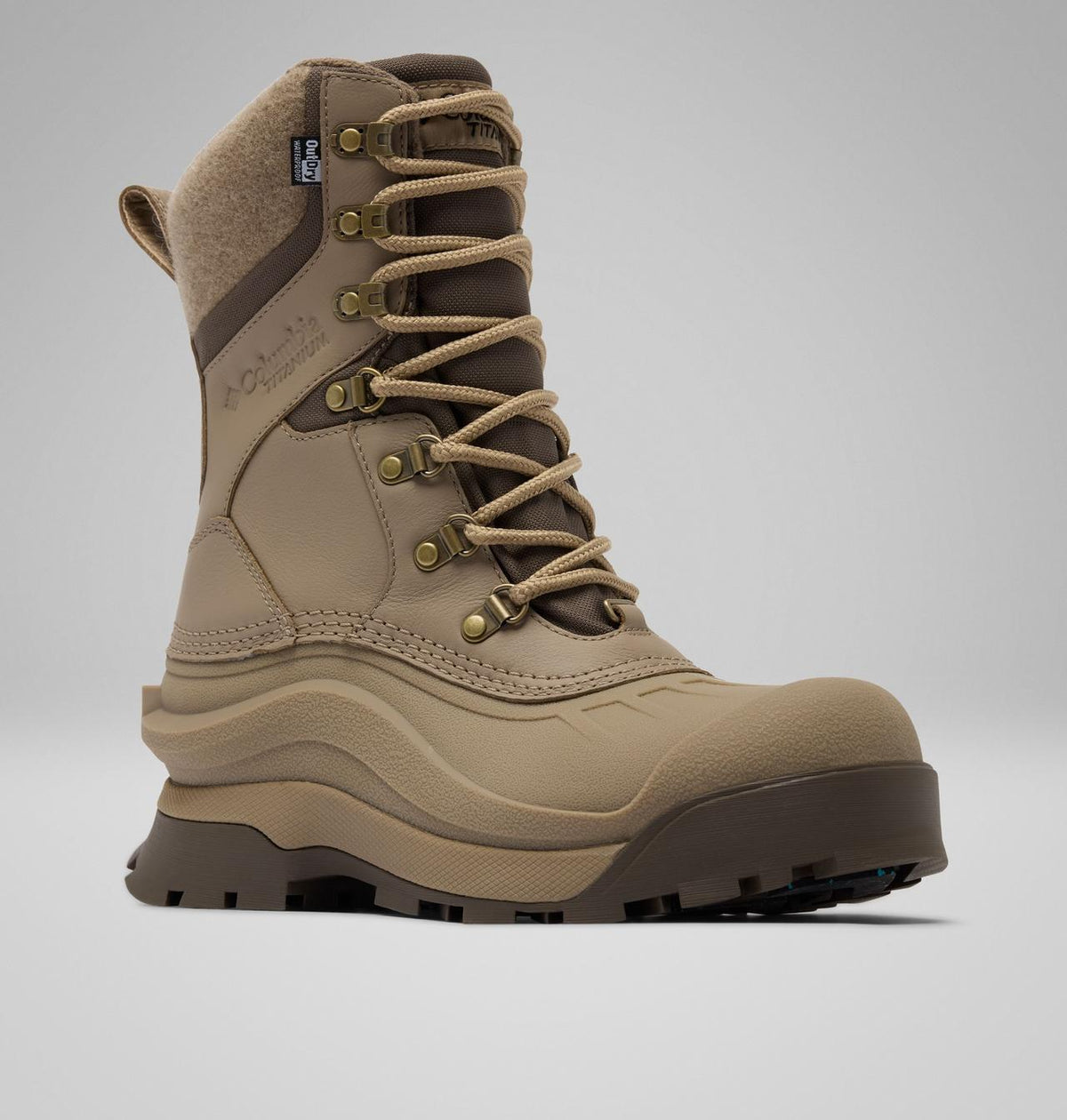 Columbia Bugaboot Peak OutDry Snow Boots Women product view 3 — Khaki, Wet Sand