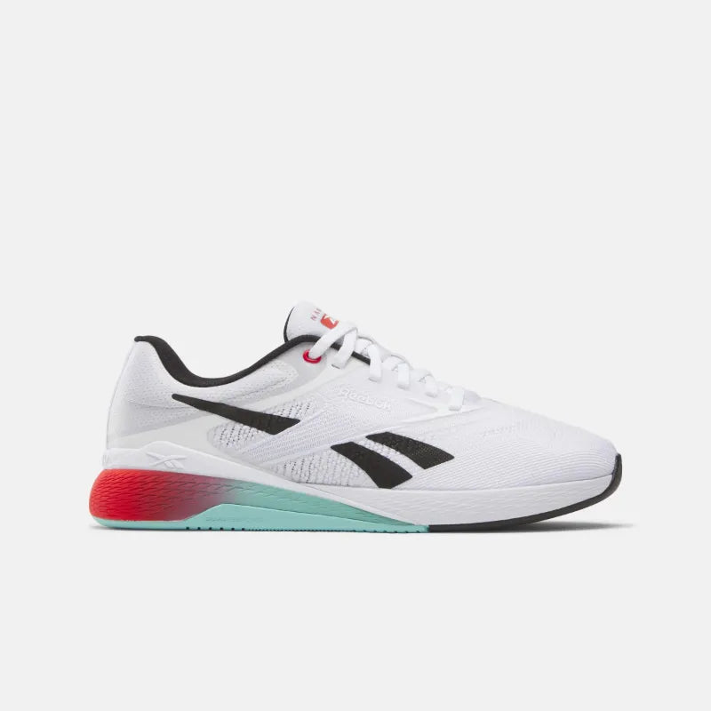Reebok Nano X5 Training Shoes product view 1 — White/Black/Energy Red
