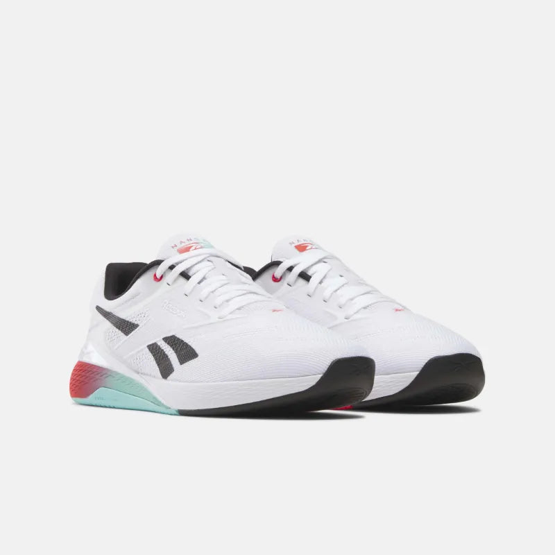 Reebok Nano X5 Training Shoes product view 2 — White/Black/Energy Red