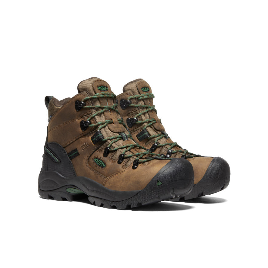 KEEN Pittsburgh Energy 6" Waterproof Boot (Carbon Toe) Men product view 2 — Cascade Brown/Greener Pastures