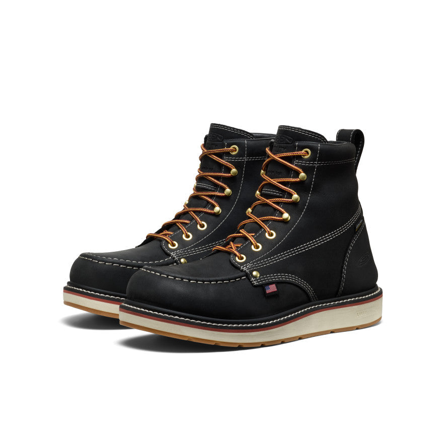 KEEN Liberty 6" Waterproof Boot (Carbon Toe) Men product view 2 — Black/Gum