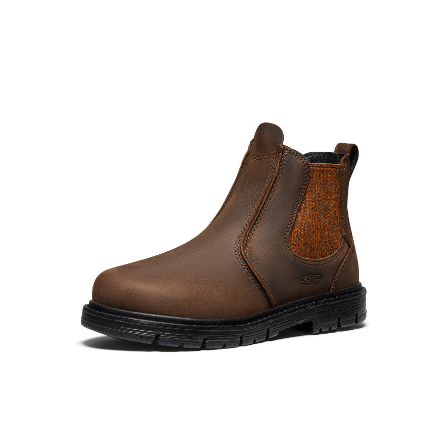 KEEN San Jose Chelsea 90° Heel Boot (Aluminum Toe) Women product view 3 — Cascade Brown/Black