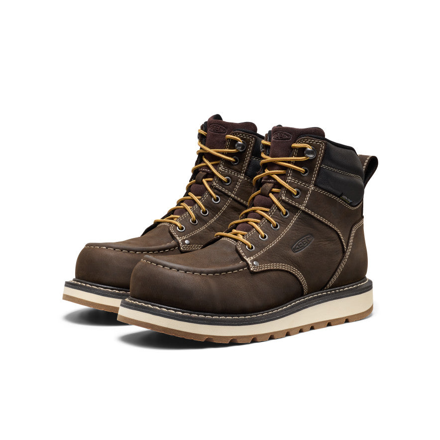 KEEN Cincinnati 6" Waterproof Boot (Carbon Toe) Men product view 2 — Dark Chocolate/Sandshell
