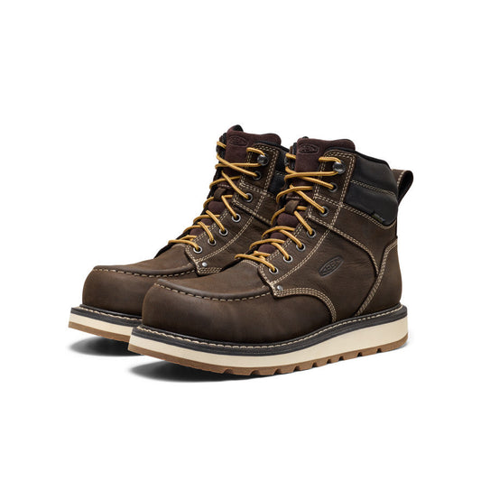 KEEN Cincinnati 6" Waterproof Boot (Carbon Toe) Men product view 2 — Dark Chocolate/Sandshell