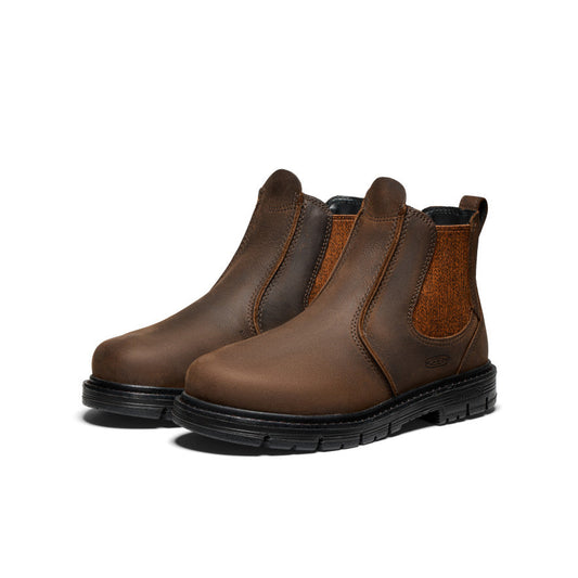 KEEN San Jose Chelsea 90° Heel Boot (Aluminum Toe) Women product view 2 — Cascade Brown/Black