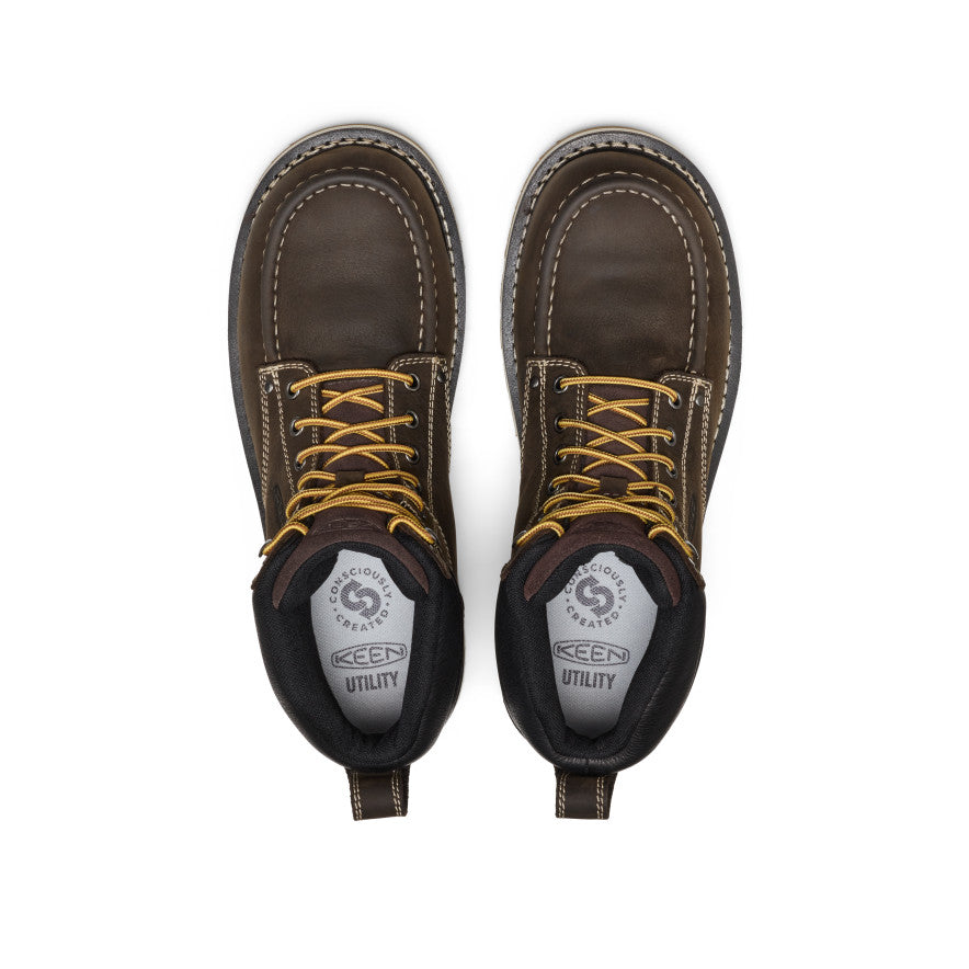 KEEN Cincinnati 6" Waterproof Boot (Carbon Toe) Men product view 4 — Dark Chocolate/Sandshell
