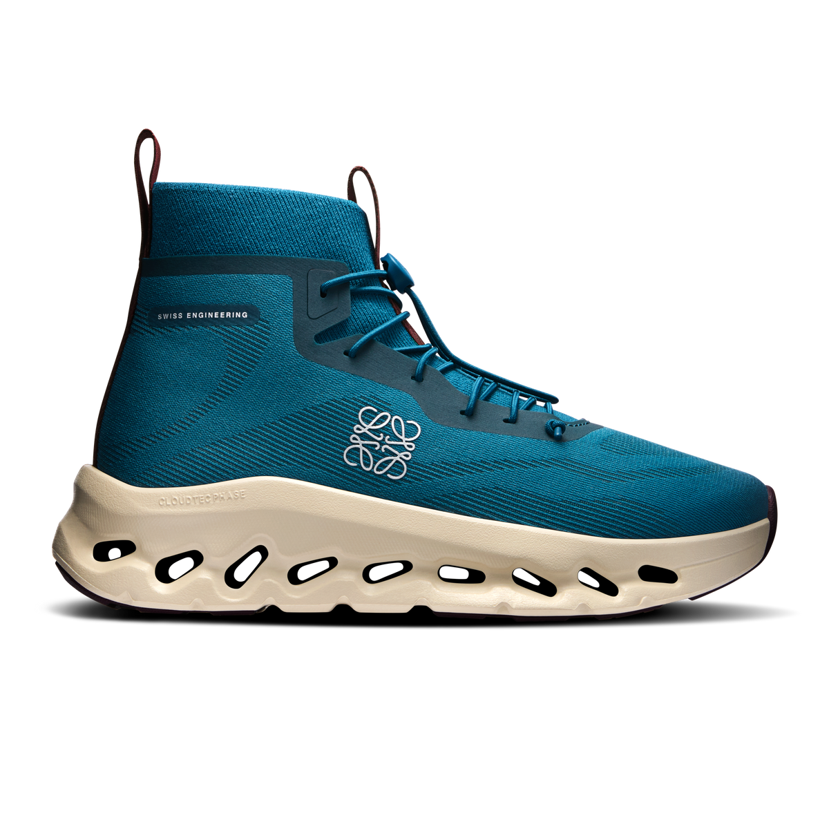 On Cloudtilt Hi LOEWE Women product view 1 — Teal | Oatmeal | Burgundy