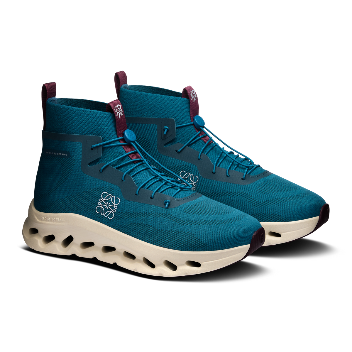 On Cloudtilt Hi LOEWE Men product view 6 — Teal | Oatmeal | Burgundy