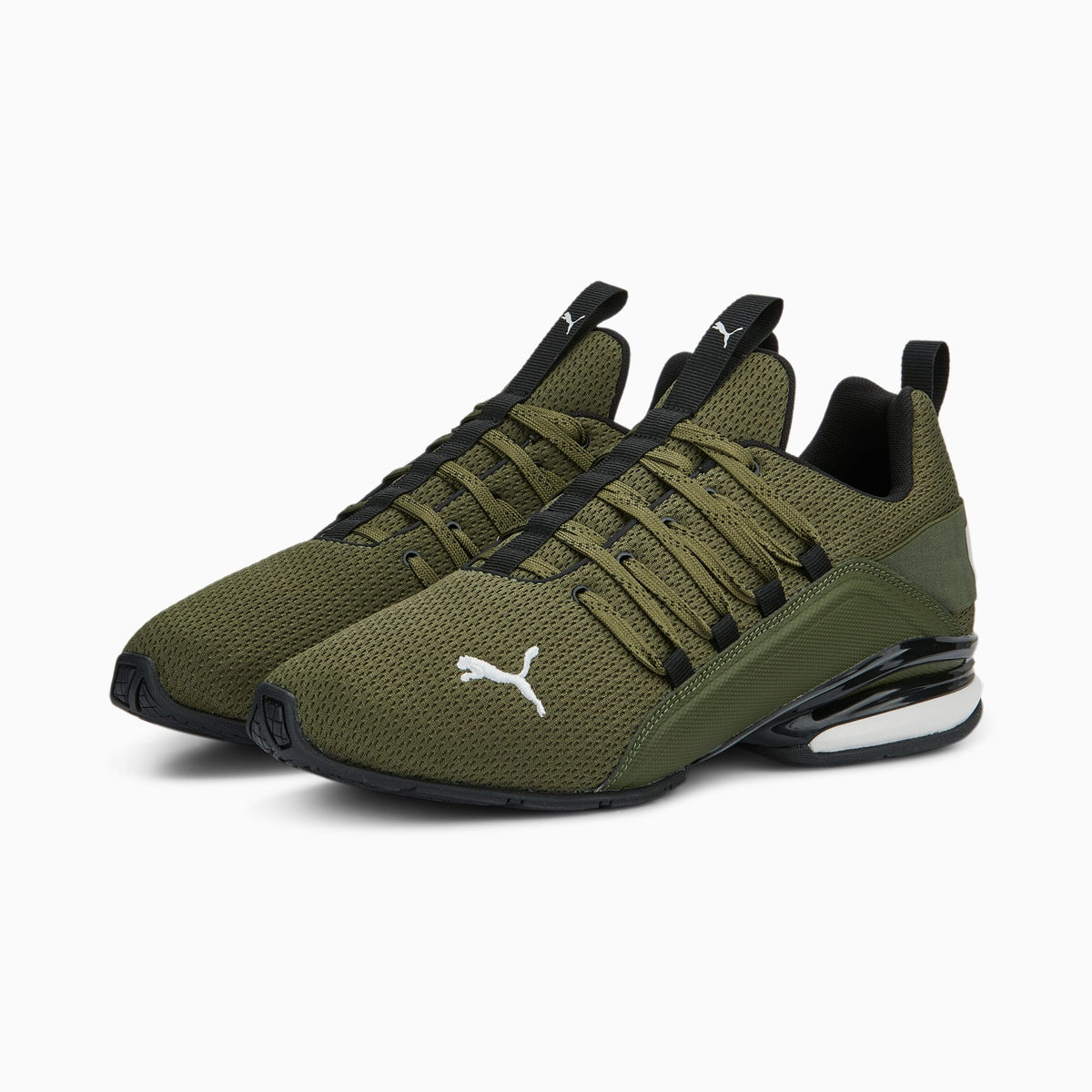 PUMA Axelion Refresh Running Shoes Men product view 2 — Green Moss-PUMA Black-Feather Gray