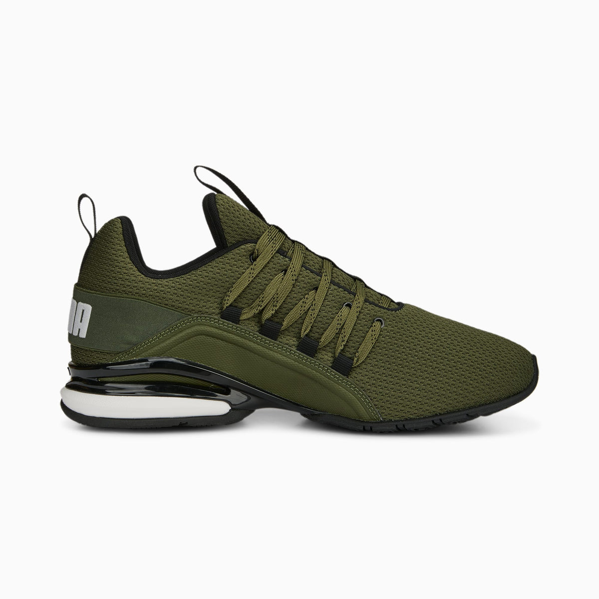 PUMA Axelion Refresh Running Shoes Men product view 5 — Green Moss-PUMA Black-Feather Gray