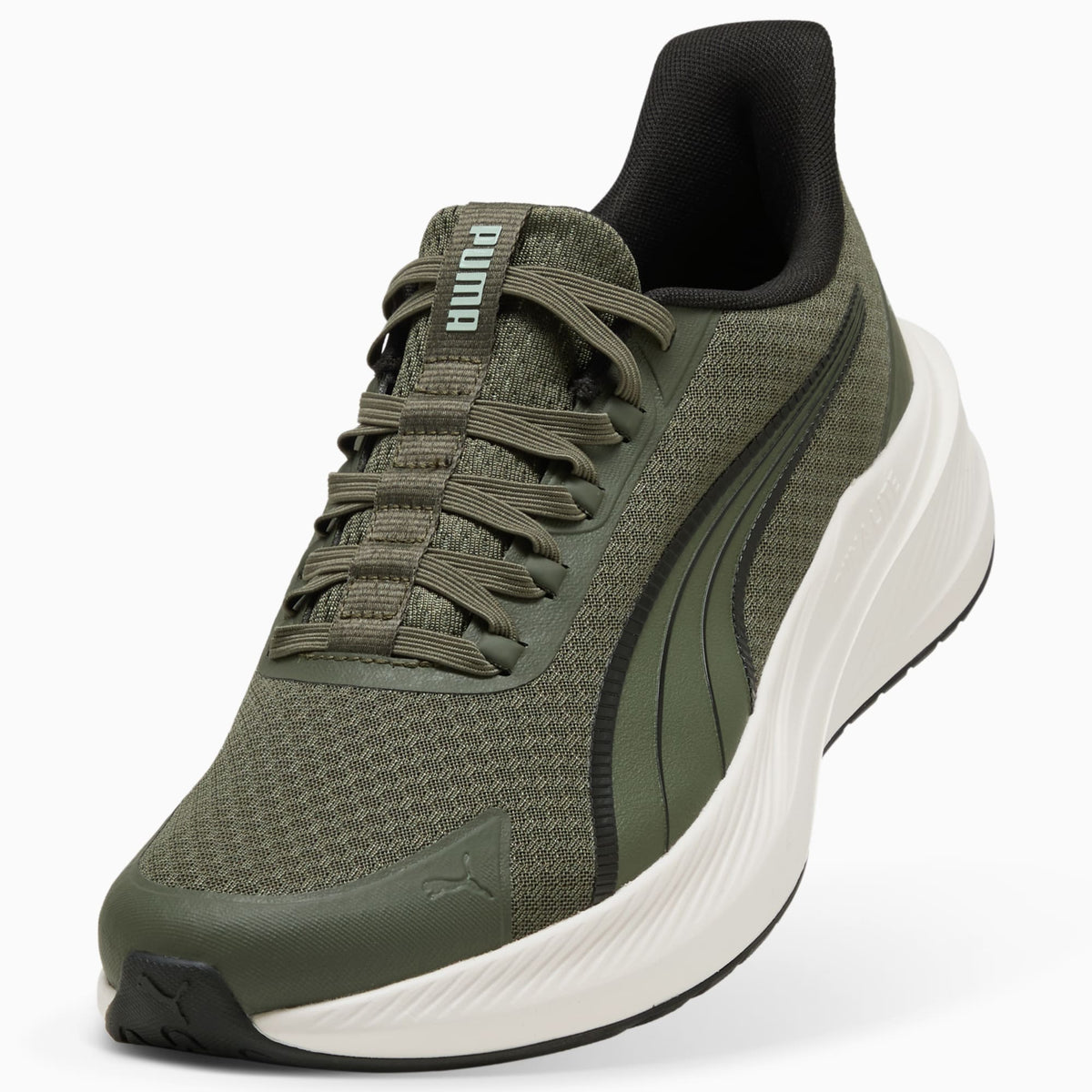 PUMA Dasher Lite SLIPTECH™ Running Shoes Unisex product view 6 — Moss Veil-Warm White-PUMA Black-Soft Grass