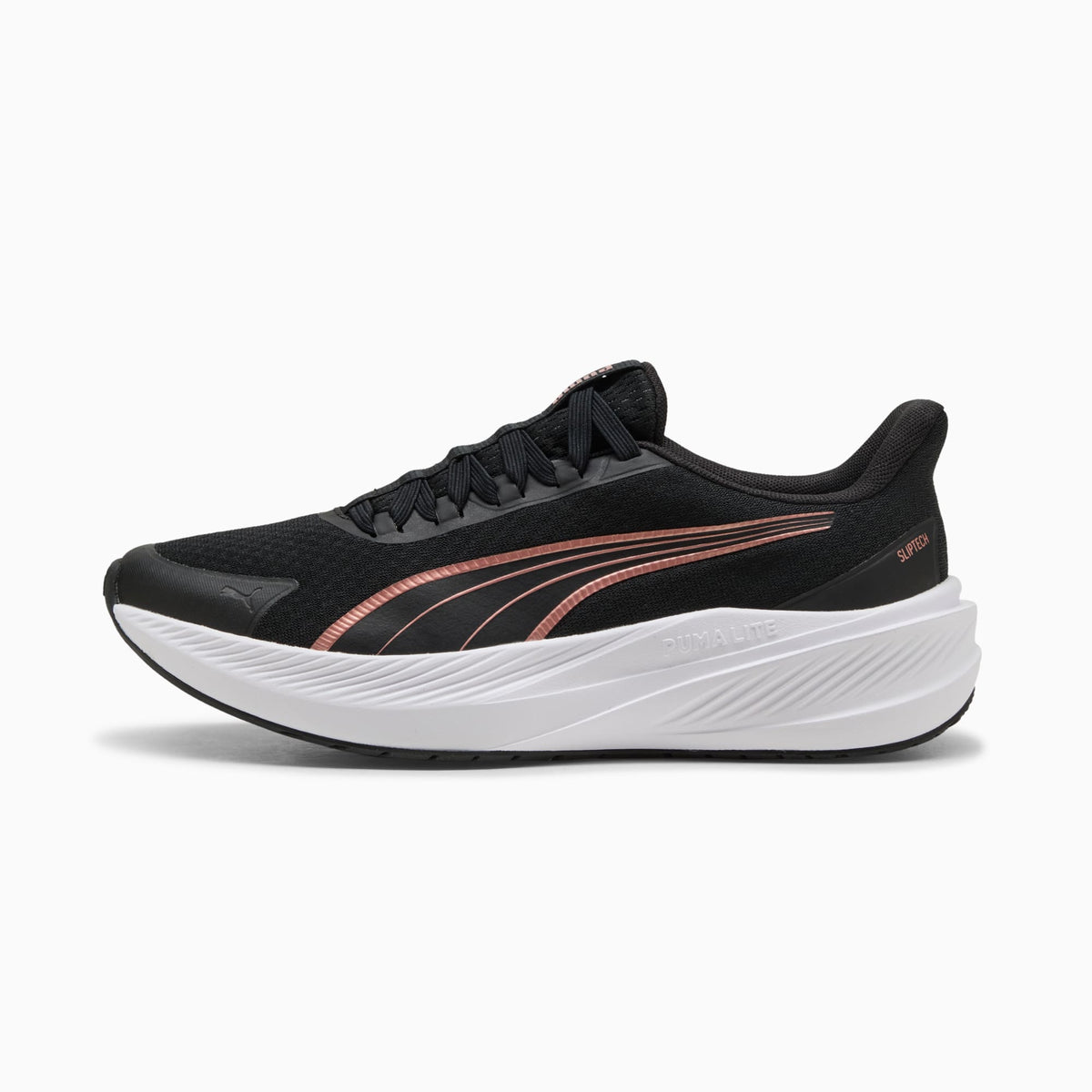 PUMA Dasher Lite SLIPTECH™ Running Shoes Unisex product view 1 — PUMA Black-Rose Gold-PUMA White