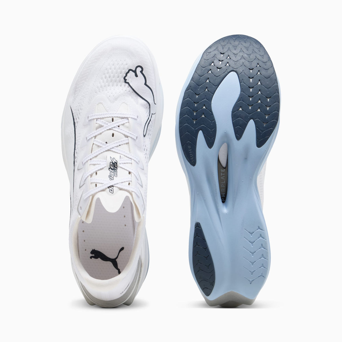 PUMA Deviate NITRO™ Elite 4 Running Shoes Men product view 4 — PUMA White-Chambray Blue-Persian Blue