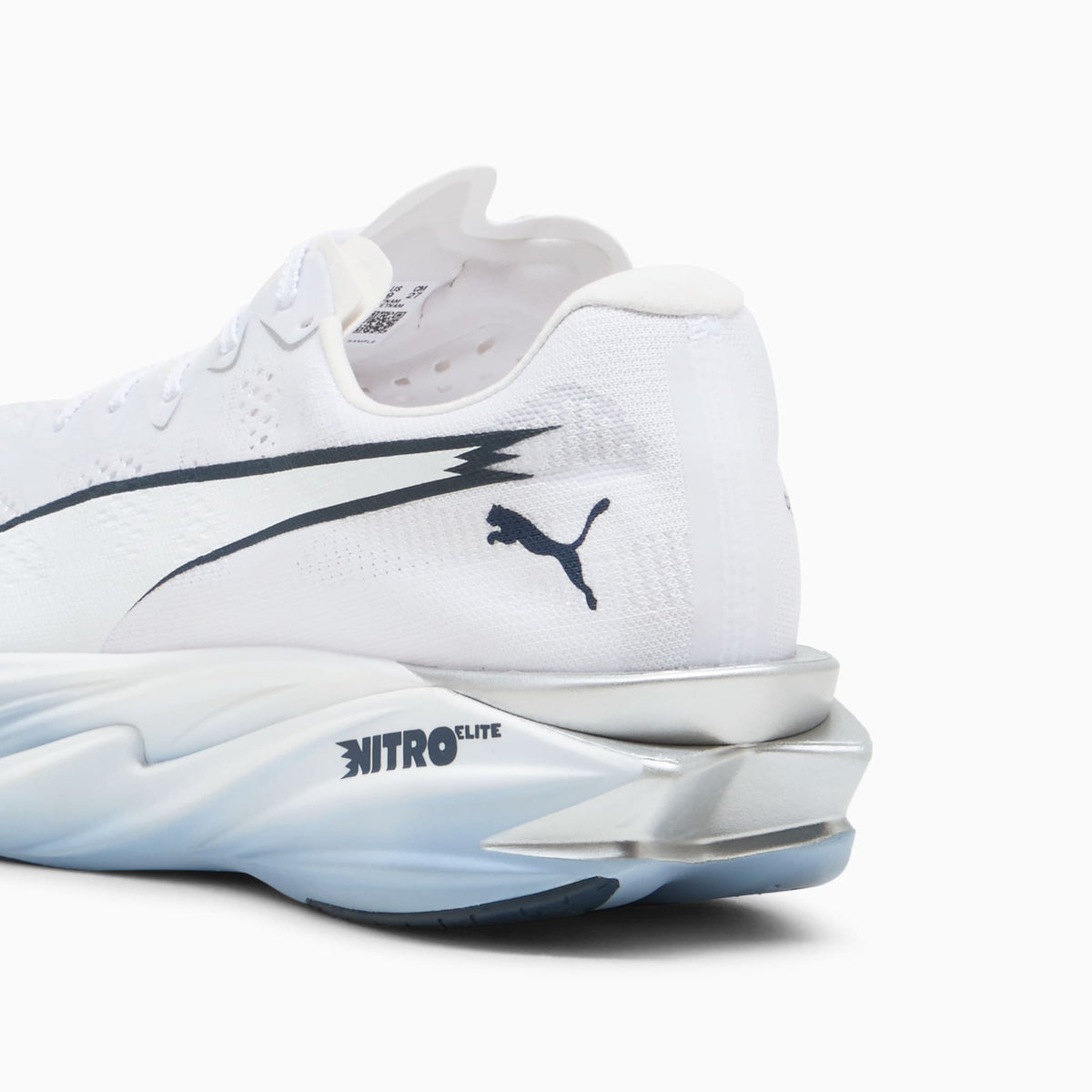 PUMA Deviate NITRO™ Elite 4 Running Shoes Men product view 3 — PUMA White-Chambray Blue-Persian Blue
