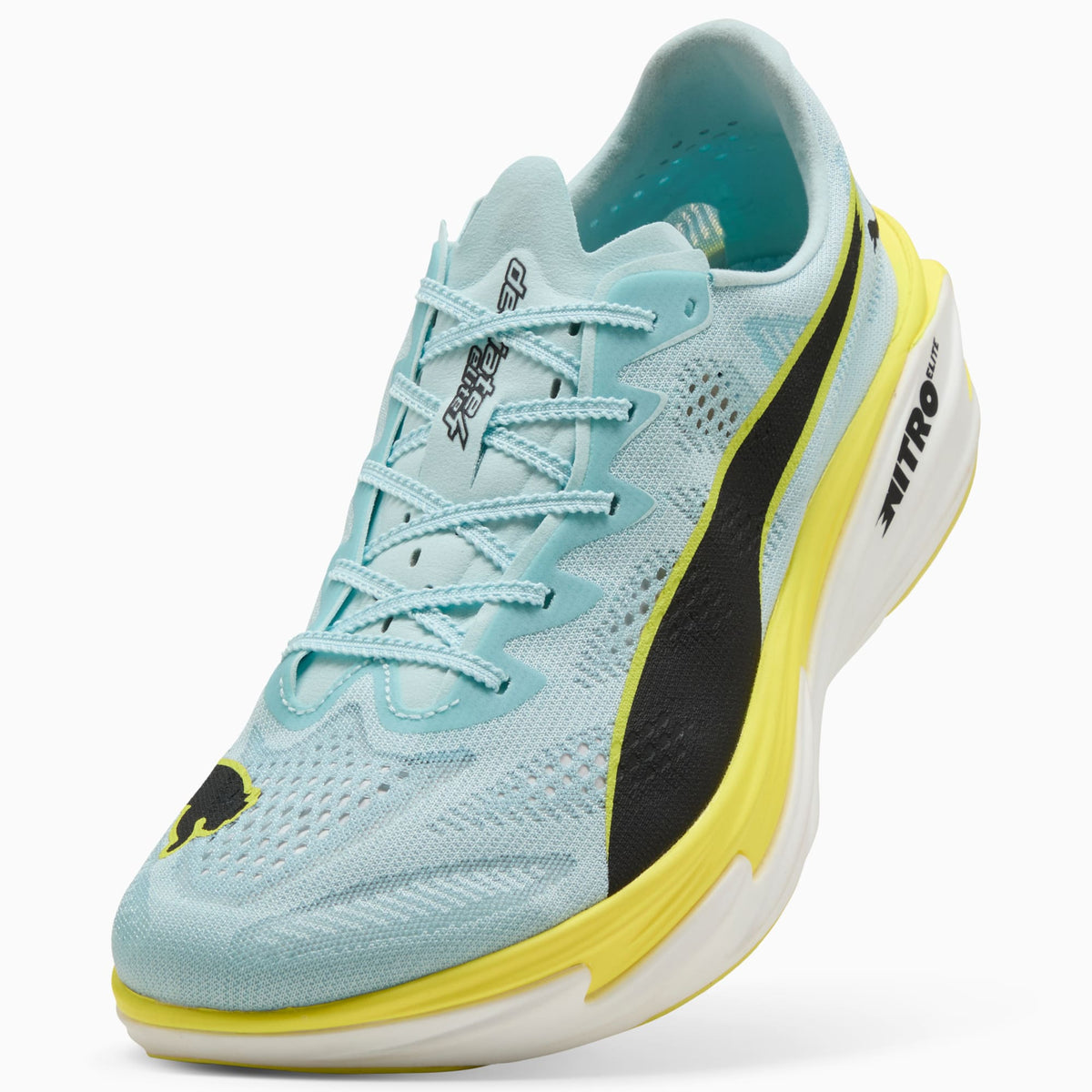 PUMA Deviate NITRO™ Elite 4 Running Shoes Men product view 6 — Fresh Water-Lemon Crush-PUMA Black-PUMA White