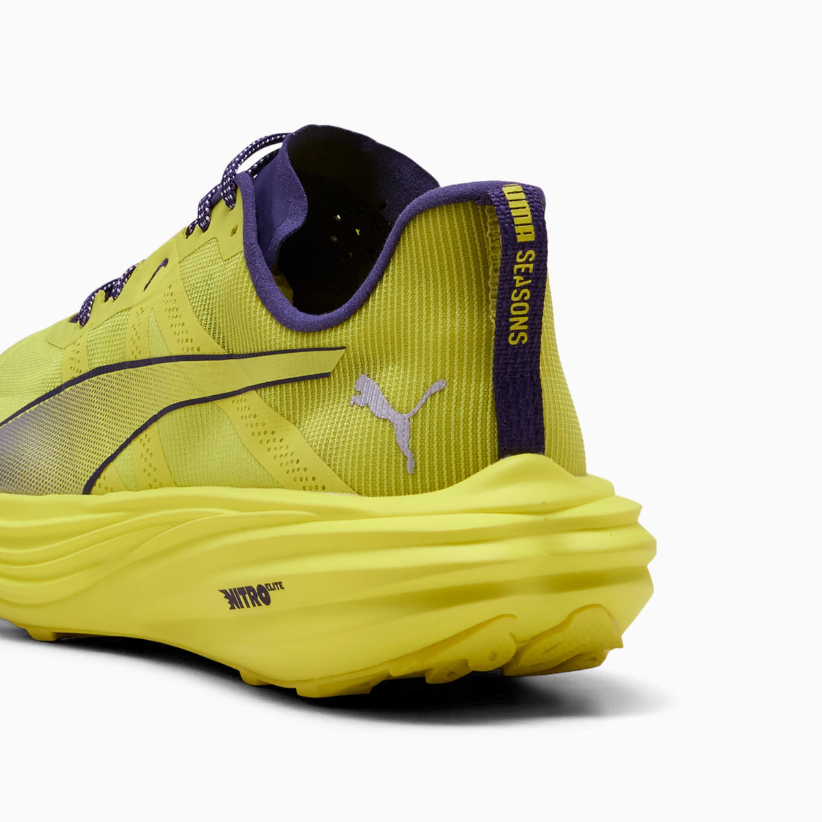 PUMA Deviate NITRO™ Elite Trail Running Shoes Men product view 3 — Lux Lime-Deep Plum