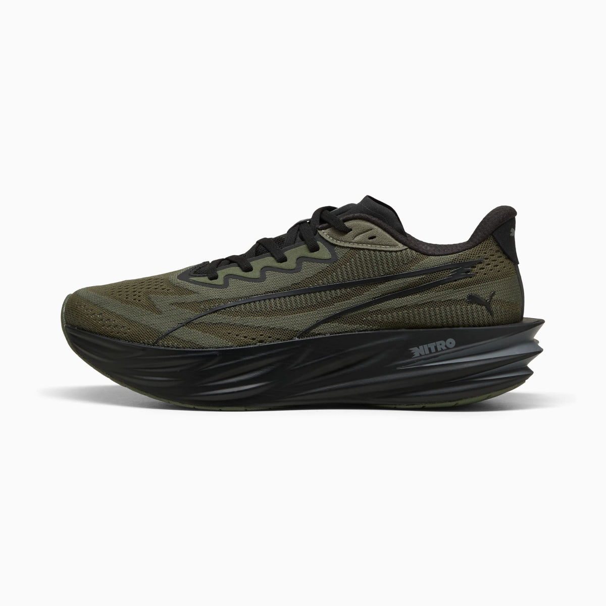 PUMA Deviate Pure NITRO™ Running Shoes Men product view 1 — Moss Veil-PUMA Black