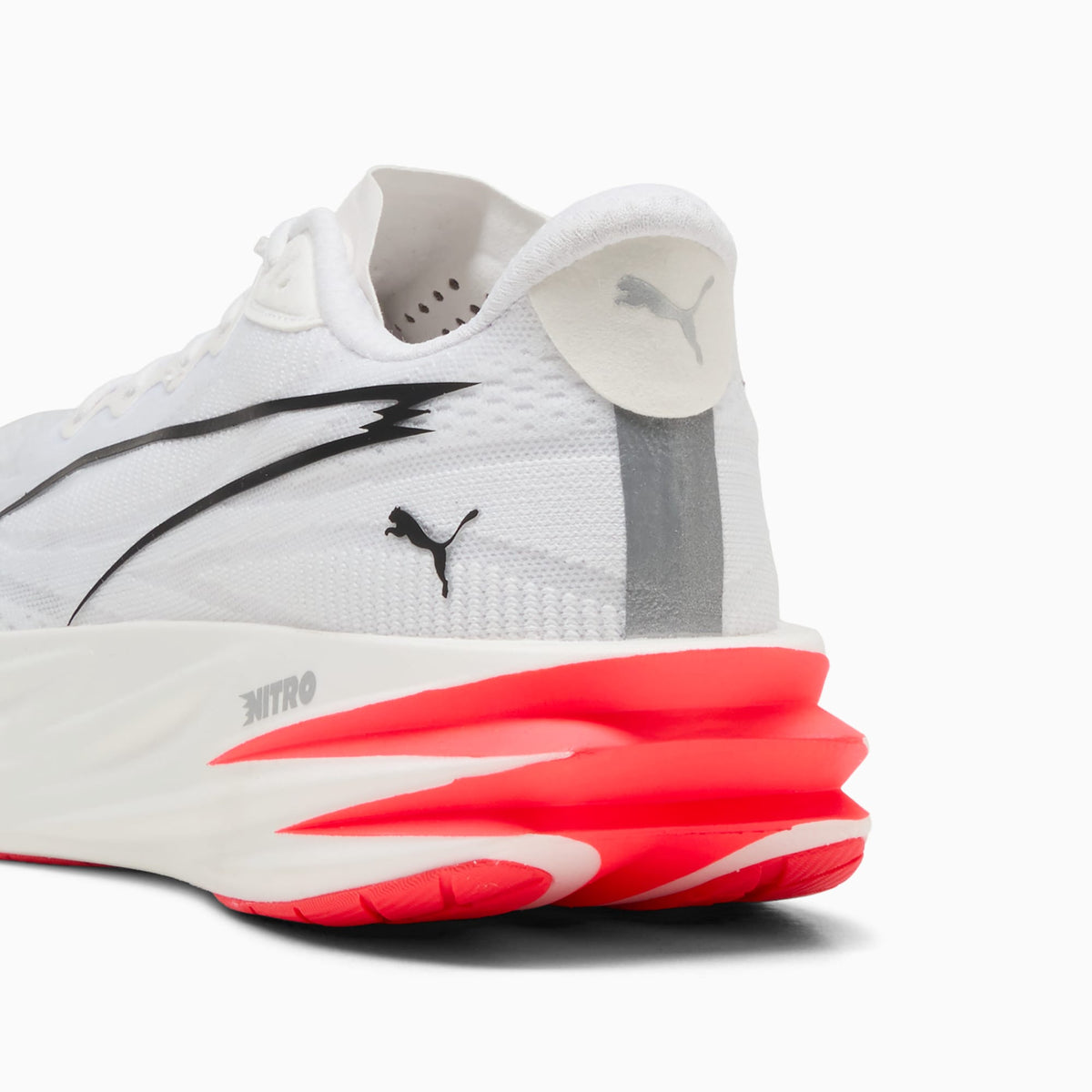 PUMA Deviate Pure NITRO™ Running Shoes Men product view 3 — PUMA White-Ultra Red-PUMA Silver
