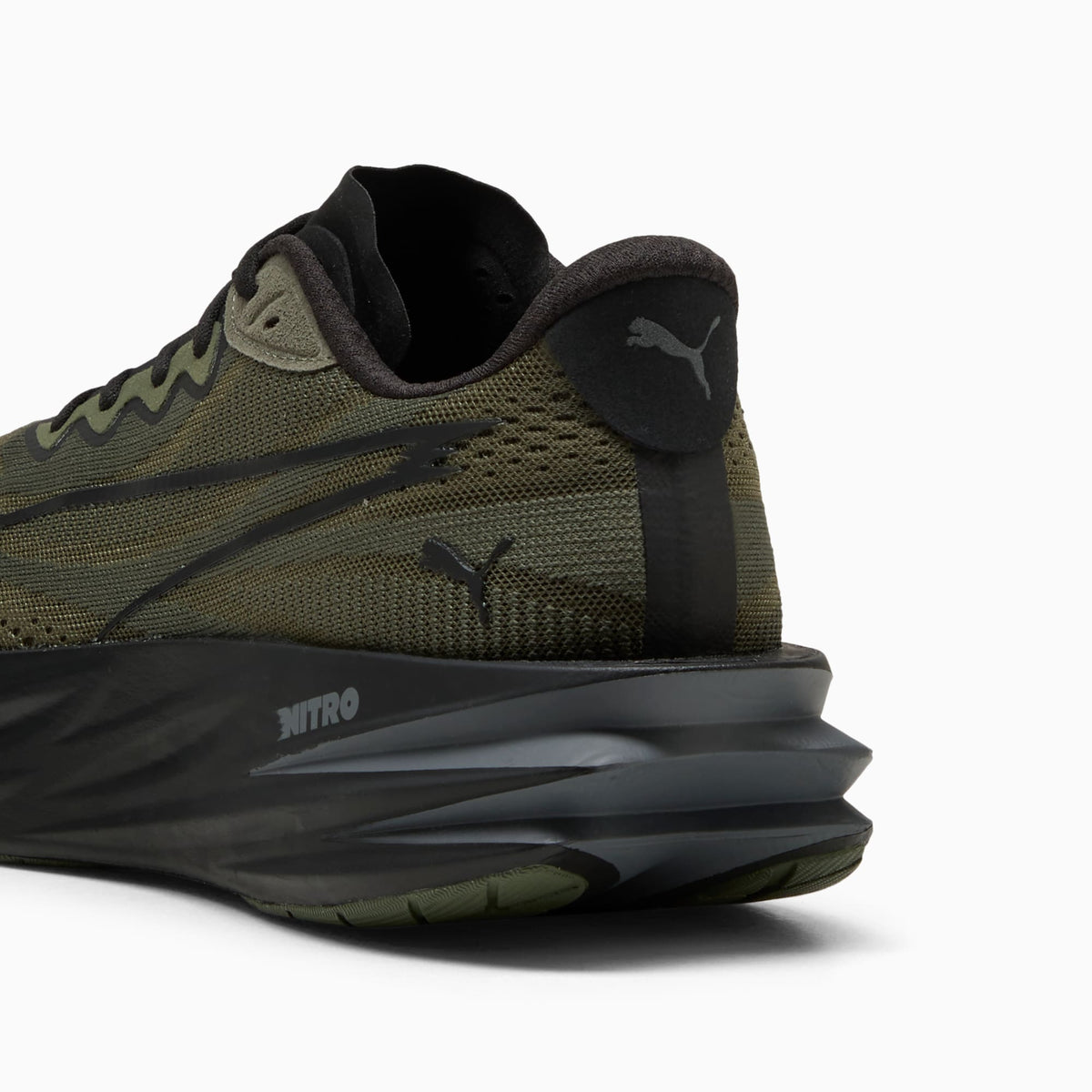 PUMA Deviate Pure NITRO™ Running Shoes Men product view 3 — Moss Veil-PUMA Black