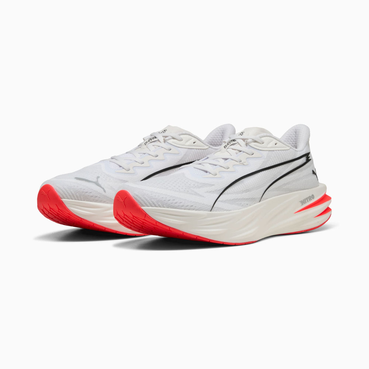 PUMA Deviate Pure NITRO™ Running Shoes Men product view 2 — PUMA White-Ultra Red-PUMA Silver