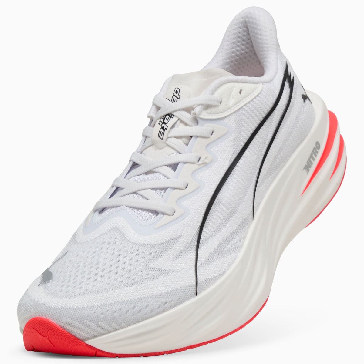 PUMA Deviate Pure NITRO™ Running Shoes Men product view 6 — PUMA White-Ultra Red-PUMA Silver