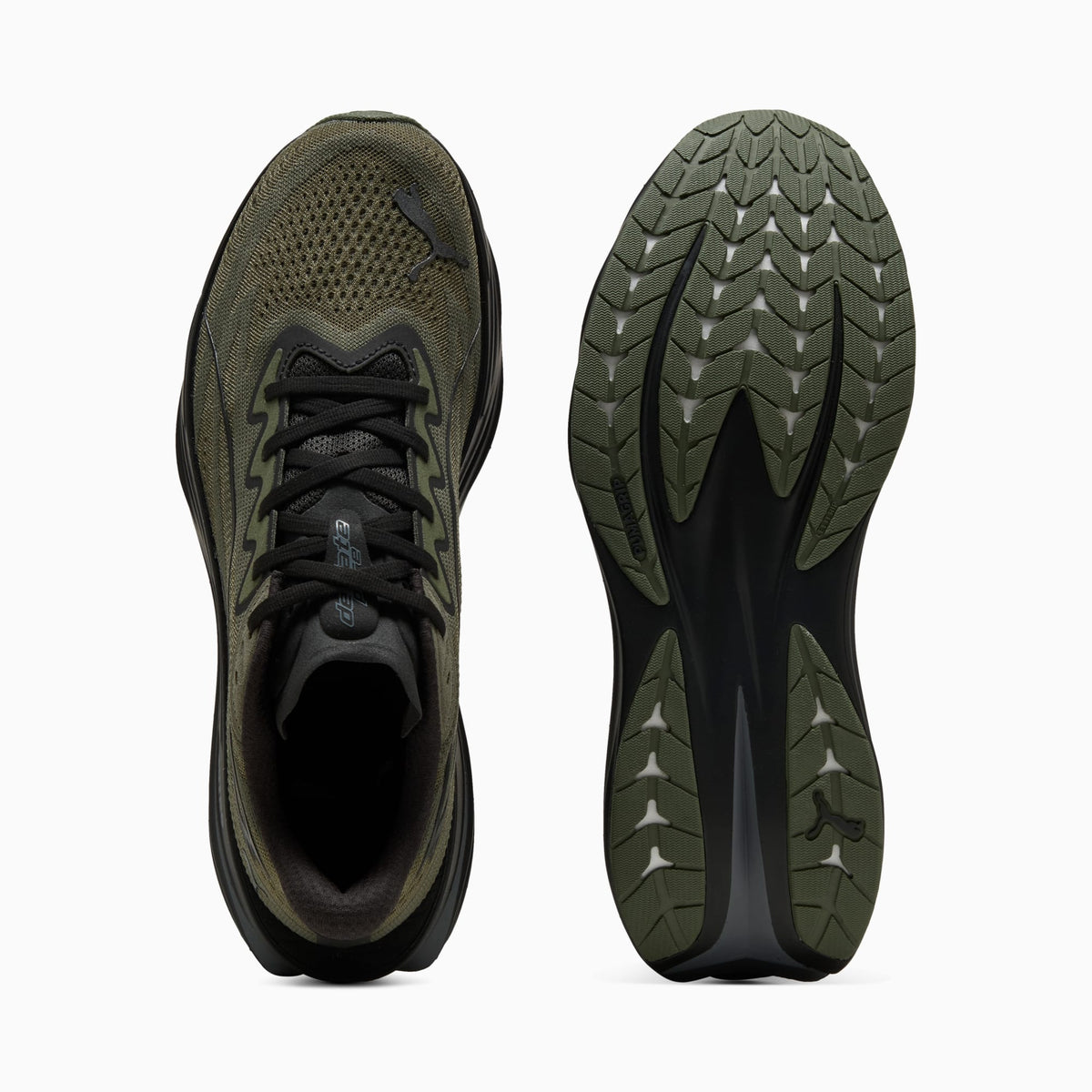 PUMA Deviate Pure NITRO™ Running Shoes Men product view 4 — Moss Veil-PUMA Black