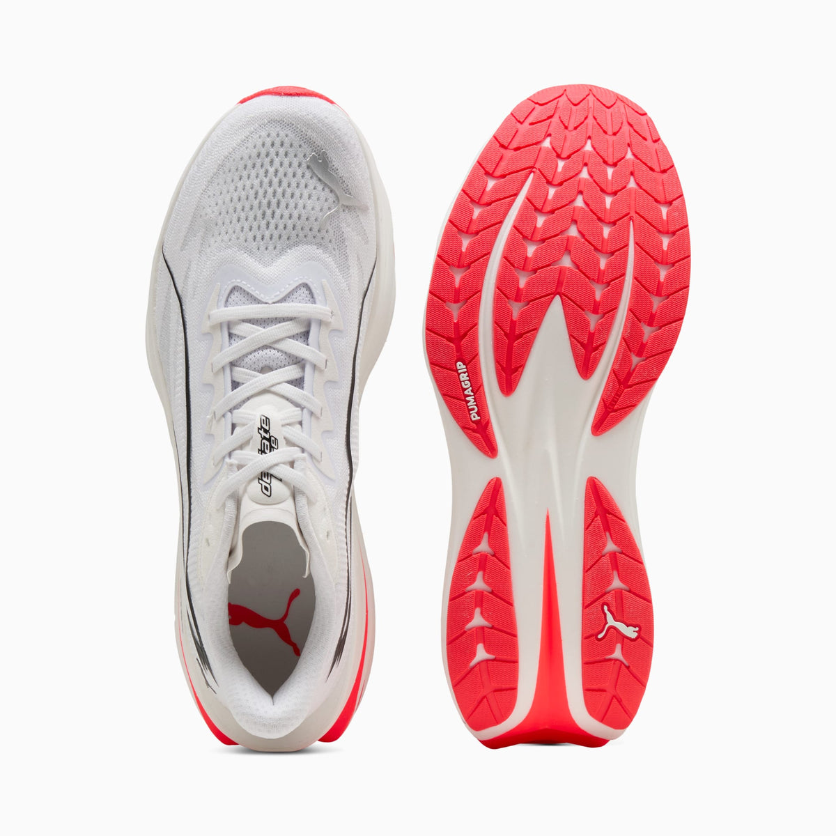 PUMA Deviate Pure NITRO™ Running Shoes Men product view 4 — PUMA White-Ultra Red-PUMA Silver