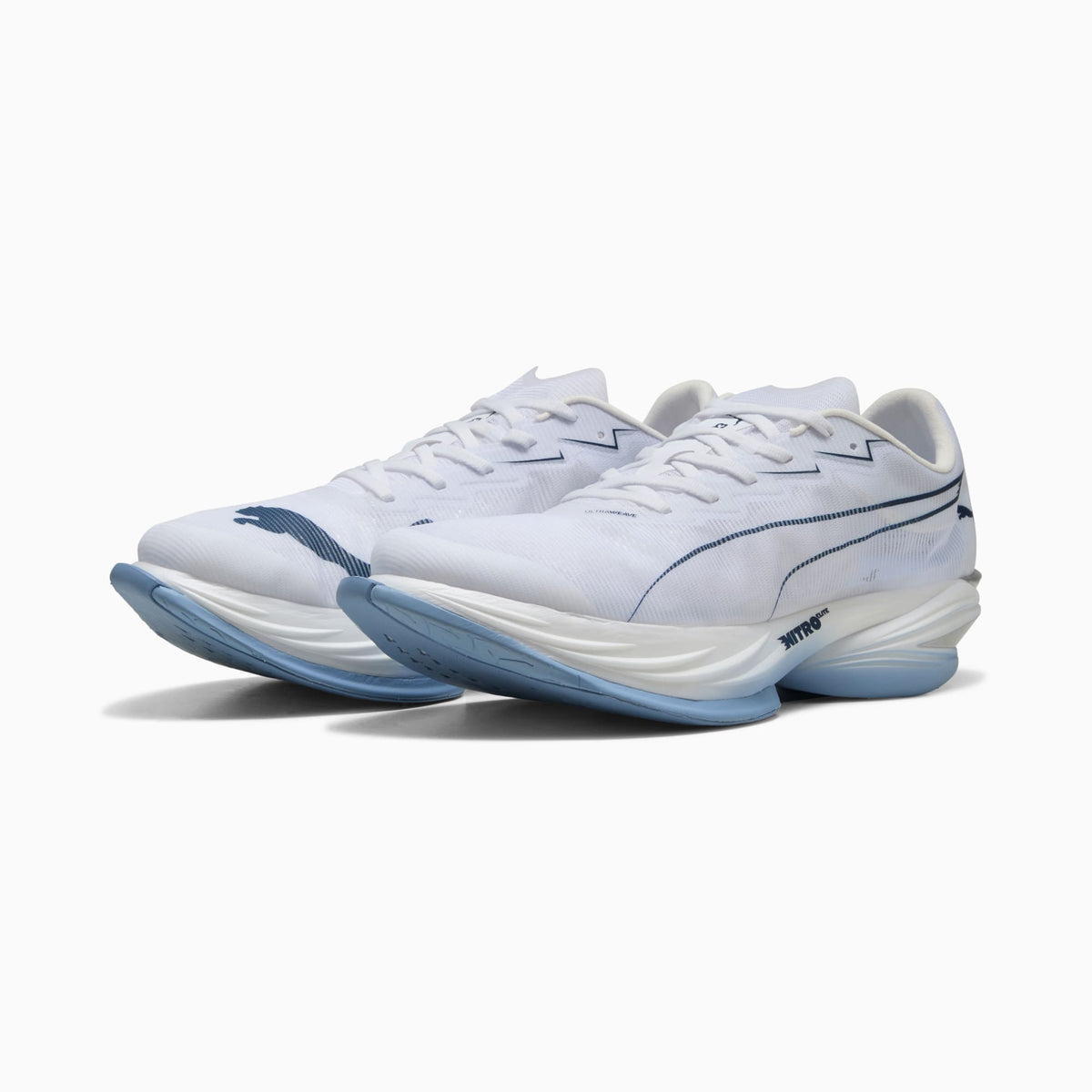 PUMA FAST-R NITRO™ Elite 3 Running Shoes Men product view 2 — PUMA White-Chambray Blue
