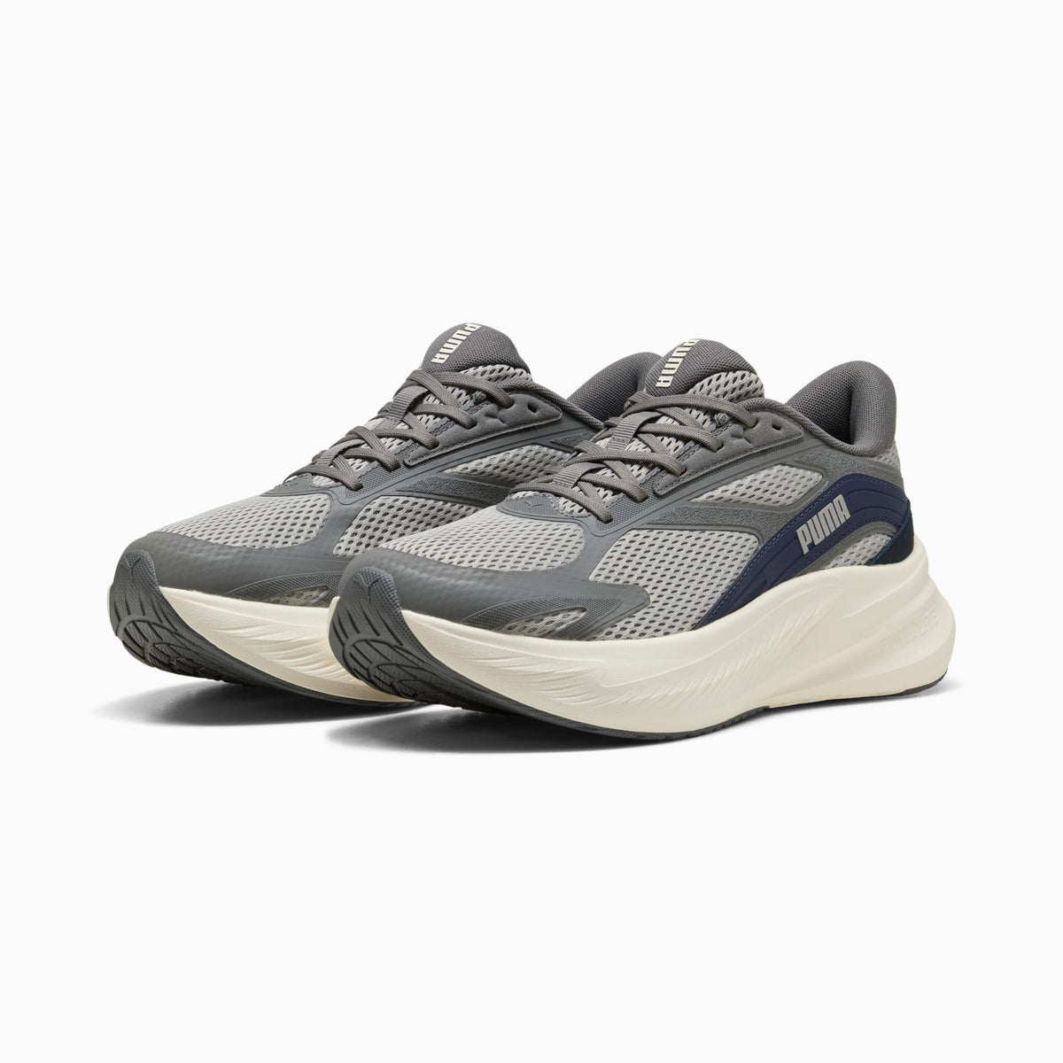 PUMA MaxStride Lite Running Shoes Unisex product view 2 — Warm White-PUMA Navy-Cool Dark Gray-Gray Echo