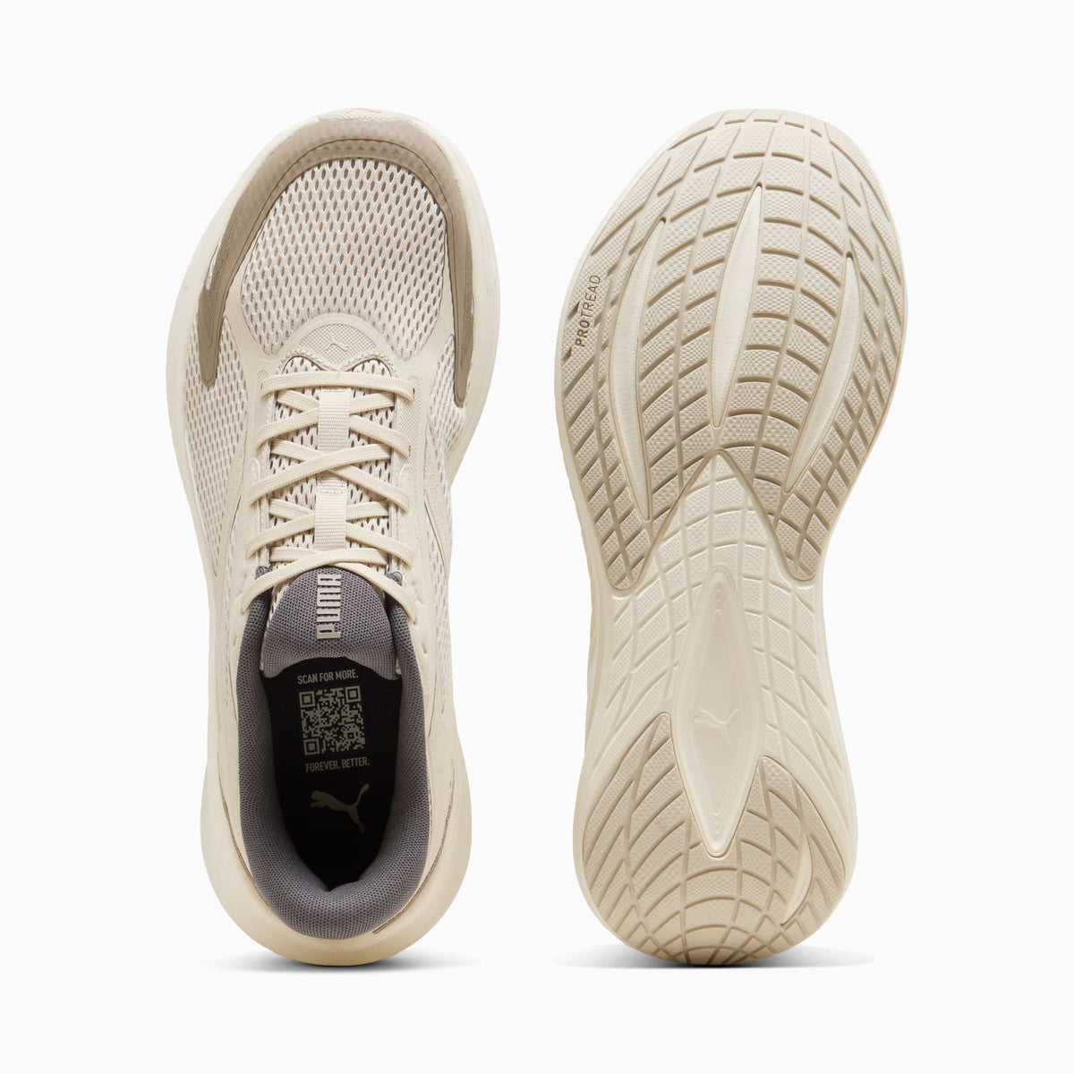 PUMA MaxStride Lite Running Shoes Unisex product view 4 — Warm White-Silver Fog-Mouse Gray-Moody Gray