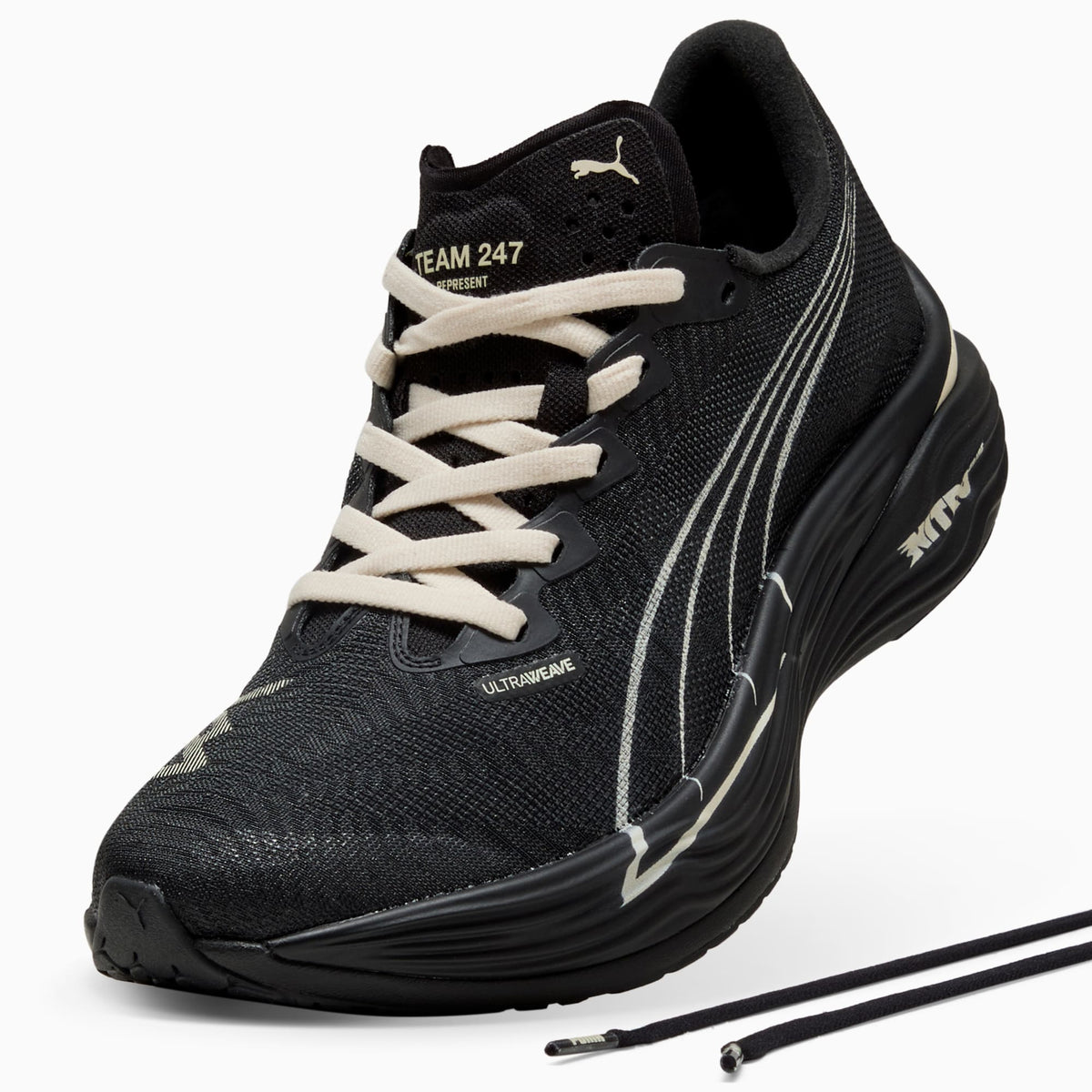 PUMA x REPRESENT Deviate NITRO™ Elite 3 Running Shoes Men product view 6 — PUMA Black-Alpine Snow