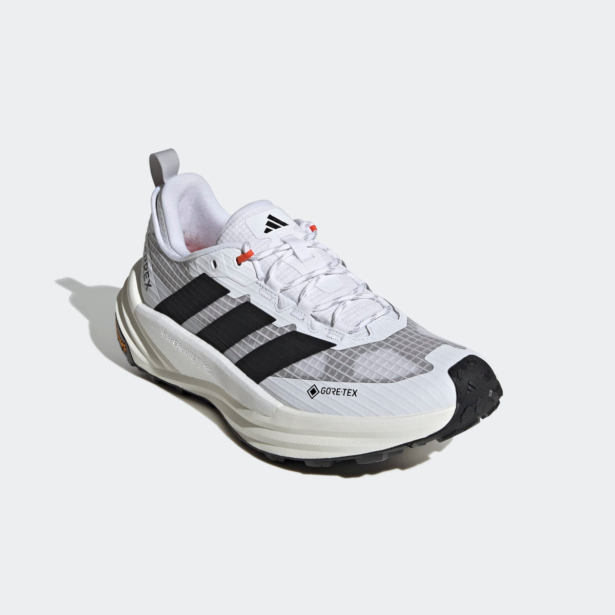 Adidas Terrex FREEHIKER 3 Low GORE-TEX Hiking Shoes Men - Front Lateral Top View - Cloud White / Core Black / Off White