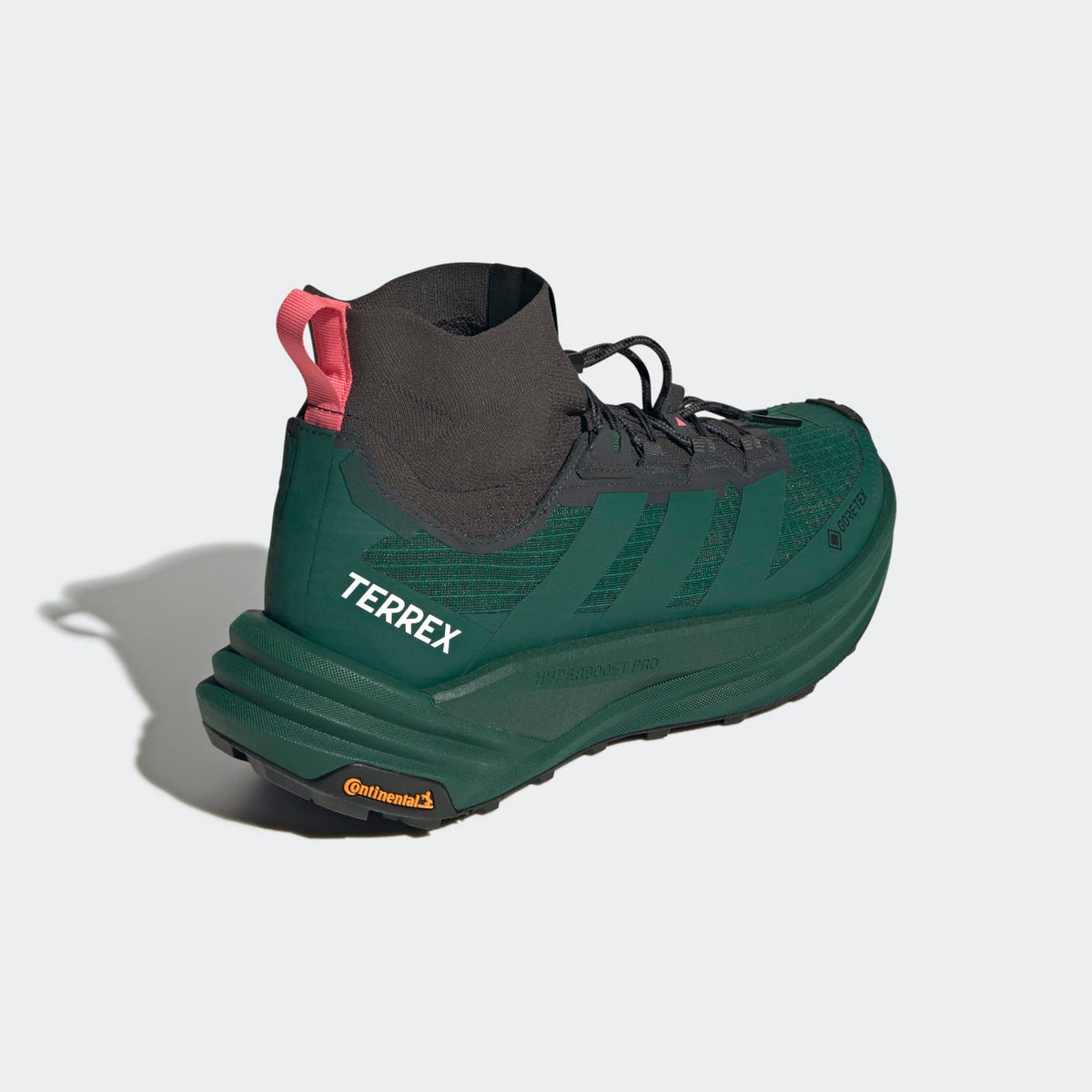 Adidas Terrex FREEHIKER 3 Ultra GORE-TEX Hiking Shoes Men - Back Lateral Top View - Collegiate Green / Collegiate Green / Carbon