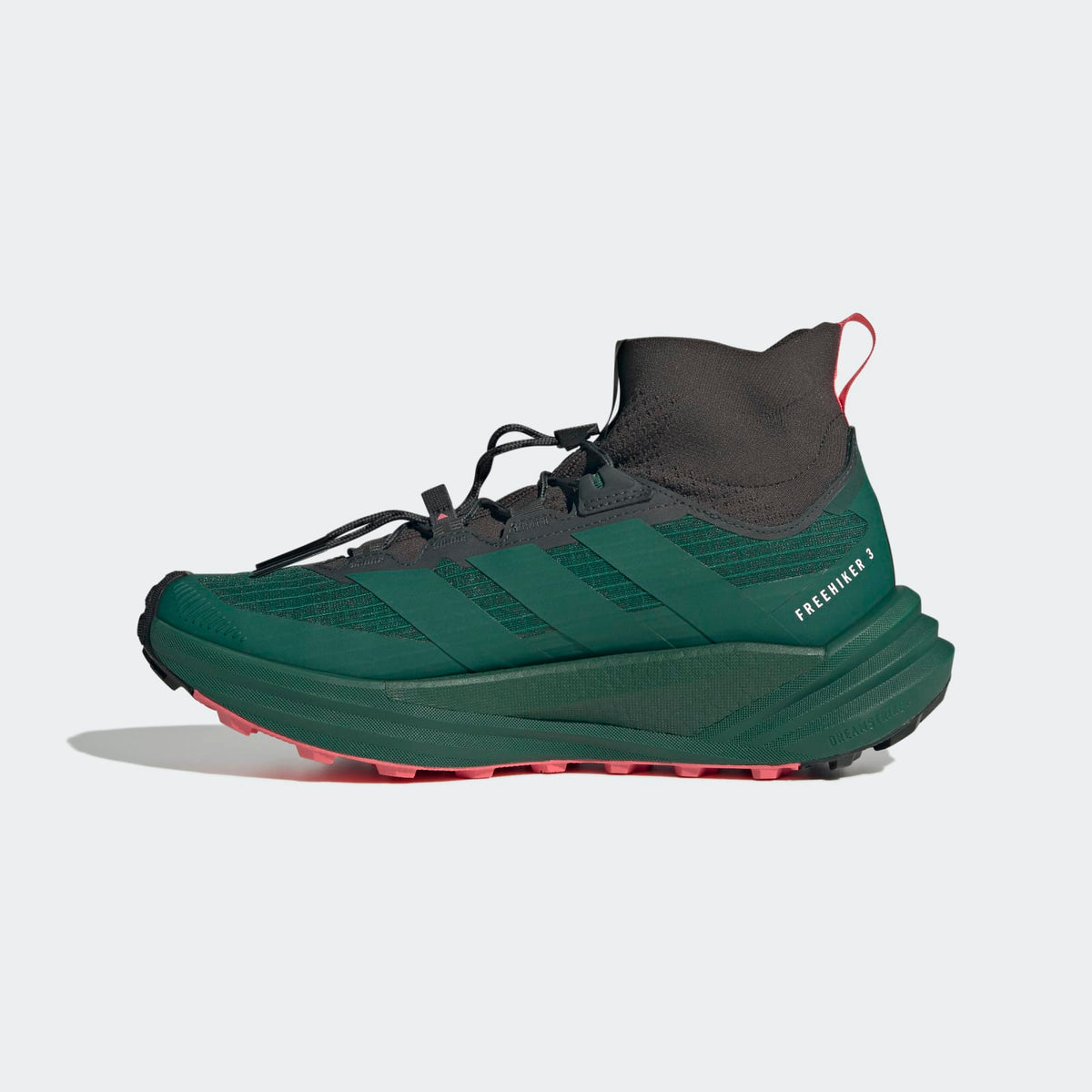 Adidas Terrex FREEHIKER 3 Ultra GORE-TEX Hiking Shoes Men - Side Medial Center View - Collegiate Green / Collegiate Green / Carbon