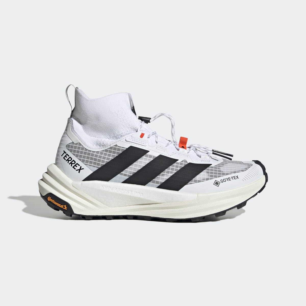 Adidas Terrex FREEHIKER 3 Ultra GORE-TEX Hiking Shoes Men - Side Lateral Center View - Cloud White / Core Black / Off White