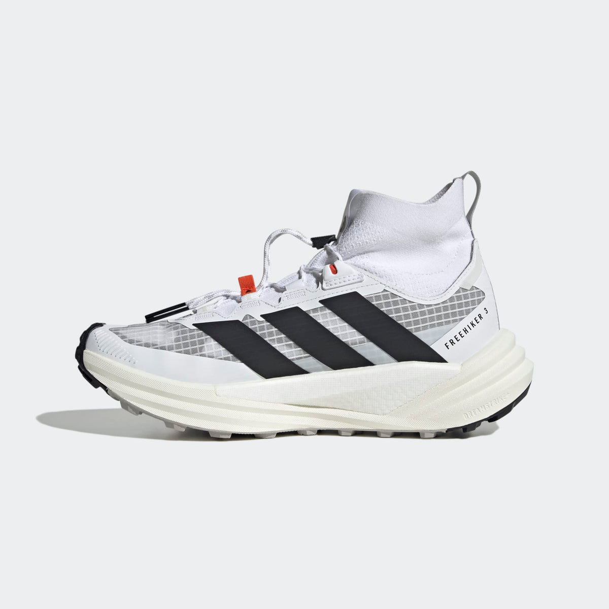 Adidas Terrex FREEHIKER 3 Ultra GORE-TEX Hiking Shoes Men - Side Medial Center View - Cloud White / Core Black / Off White