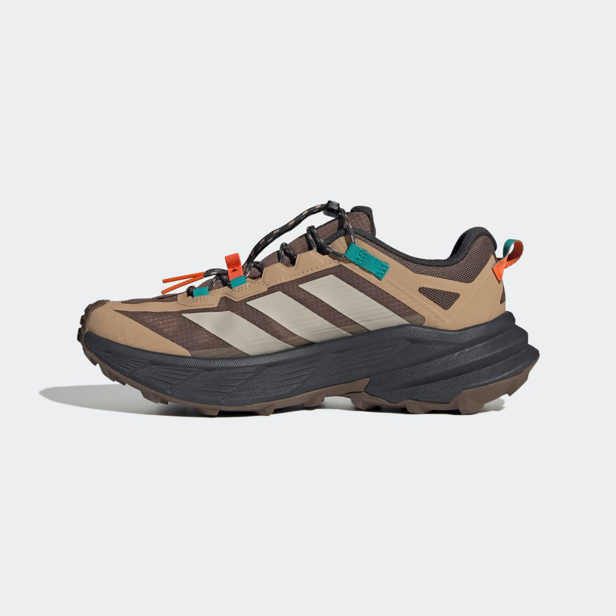 Adidas Terrex Freehiker SL GORE-TEX Hiking Shoes Men - Side Medial Center View - Earth Strata / Beige / Pure Teal