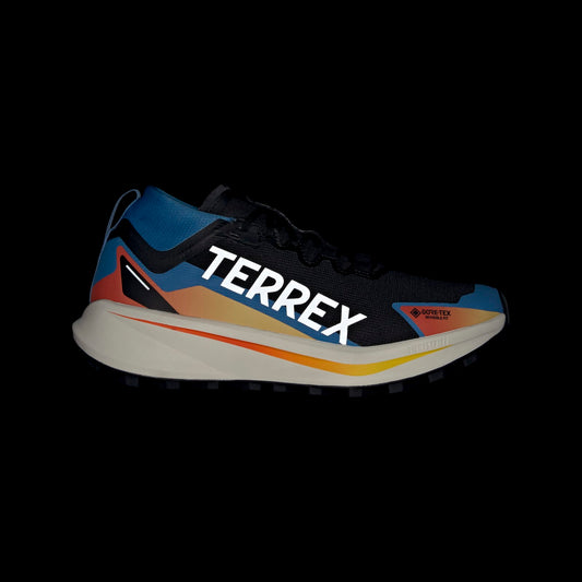 Adidas Terrex Agravic GTX Trail Running Shoes Men - Beauty View - Core Black / Cloud White / Ray Blue