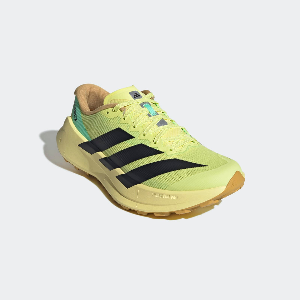 Adidas Terrex Agravic SL Trail Running Shoes Men - Front Lateral Top View - Frozen Lemon / Core Black / Pulse Mint