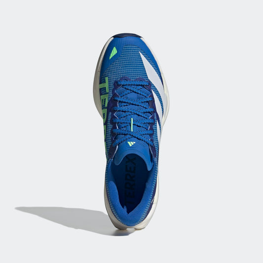 Adidas Terrex Agravic TT Trail Running Shoes Men - Top Portrait View - Blue / Dash Grey / Lime Burst