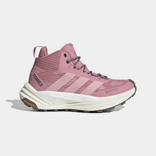 Adidas Terrex Free Hiker 3 MID GORE-TEX Hiking Shoes Women - Side Lateral Center View - Magic Mauve / Dual Lilac / Grey Four