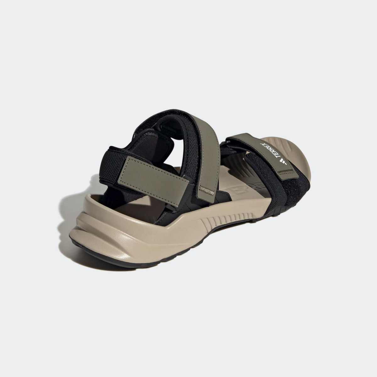 Adidas Terrex Hydroterra Sandals - Back Lateral Top View - Olive Strata / Core Black / Wonder Beige