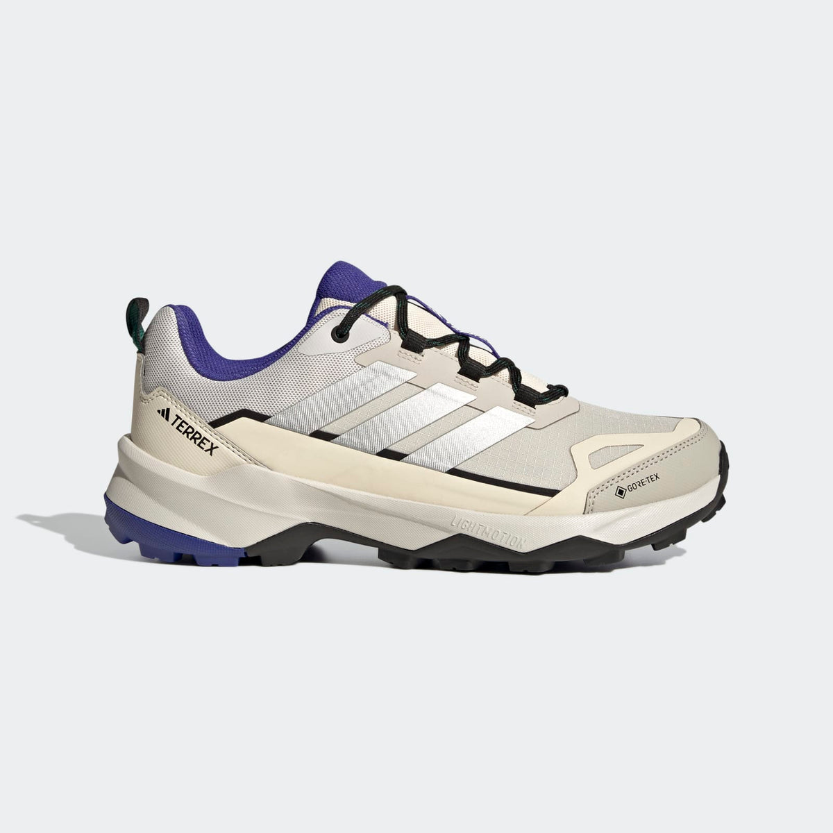 Adidas Terrex Skychaser AX5 GORE-TEX Hiking Shoes Men - Side Lateral Center View - Beige / Matte Silver / Wonder White